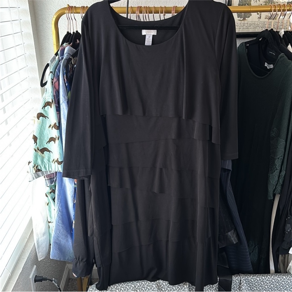 Elegant Black Layered Women's Dress (size 3)
